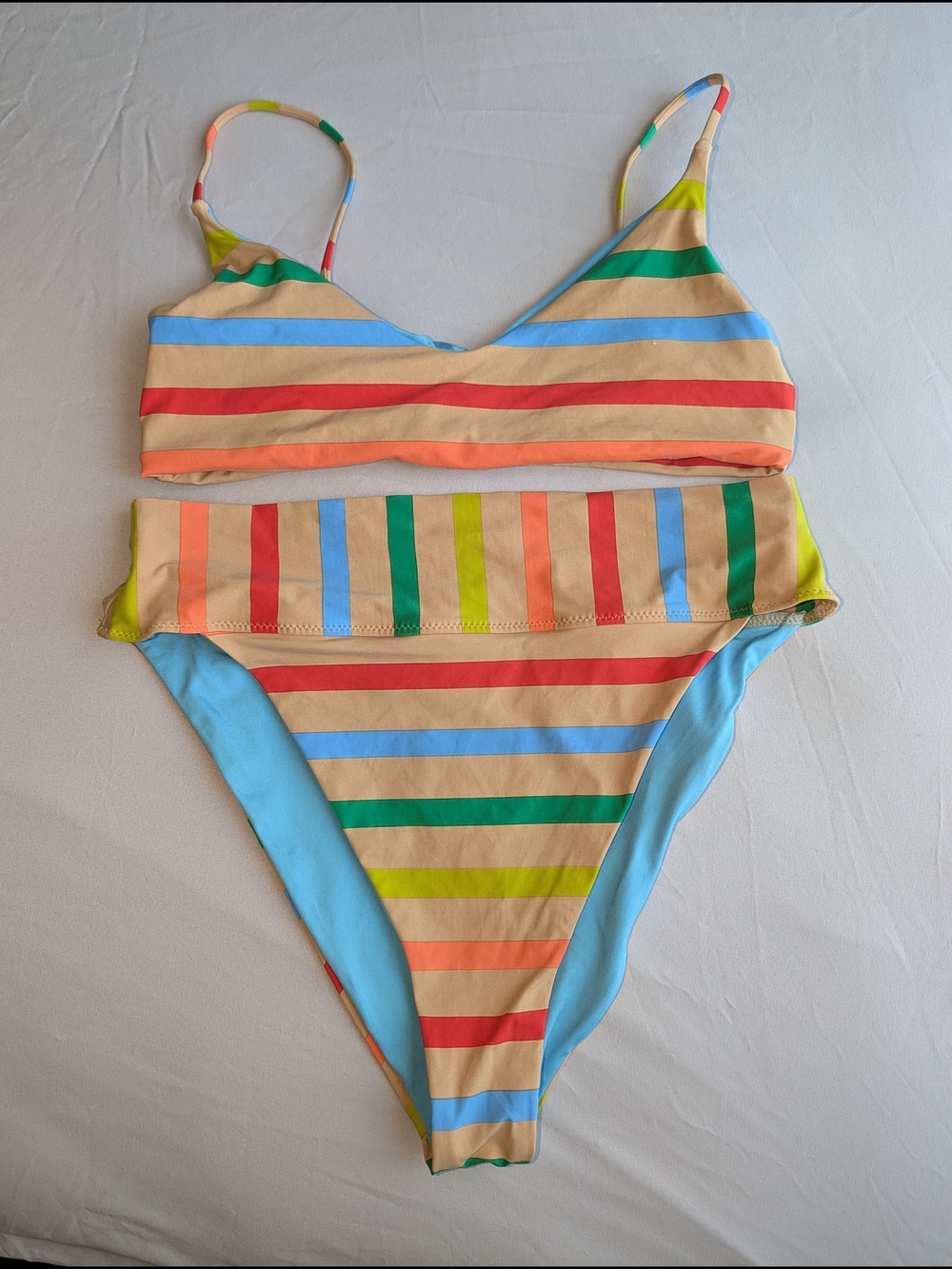 Hurley High-waisted Colorful Striped Two-Piece Bikini